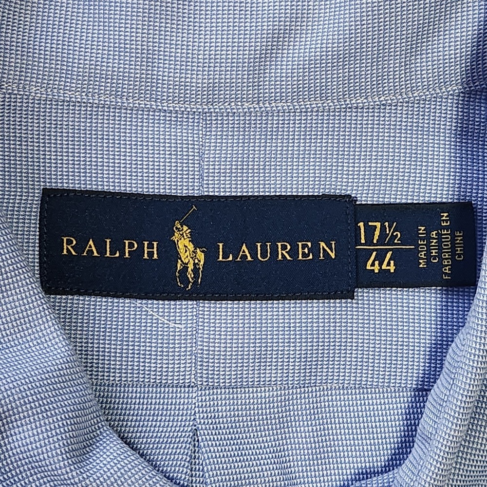 Ralph Lauren Men 17½ / 44 Light Blue Oxford Dress Shir Size 17 34/35 Classic Fit - Picture 2 of 7